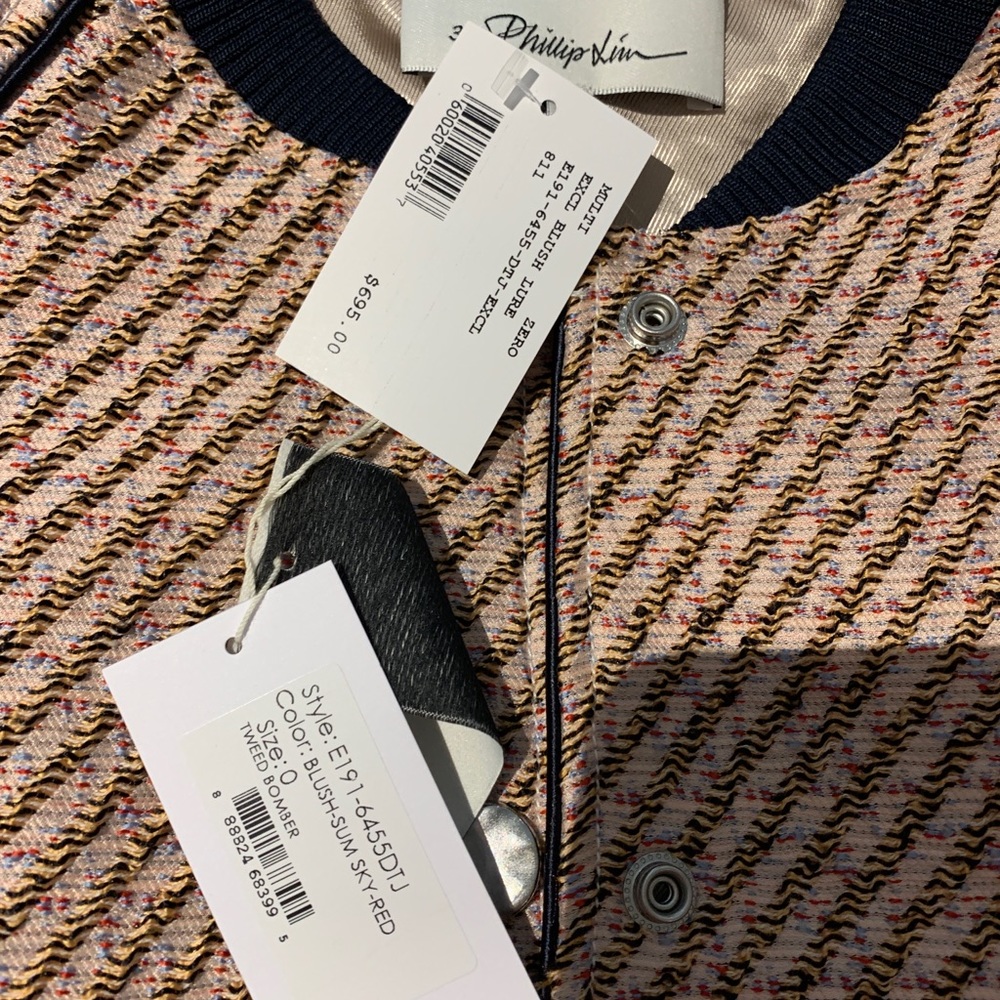 Philip Lim Blush Tweed Bomber Jacket - Picture 3 of 3